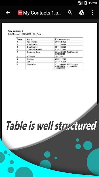 Contacts to pdf & text file screenshot 14