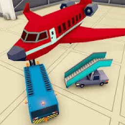 Blocky Airport Ground Staff Flight Simulator Game आइकन