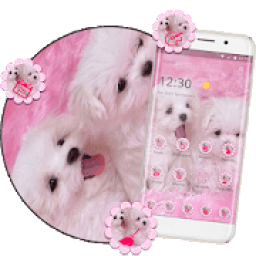 Pink Warm Cute Dog Theme icon