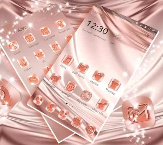 Rose Gold Silk Launcher Theme screenshot 2