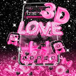 3D Pink Love Glitter Gravity Theme