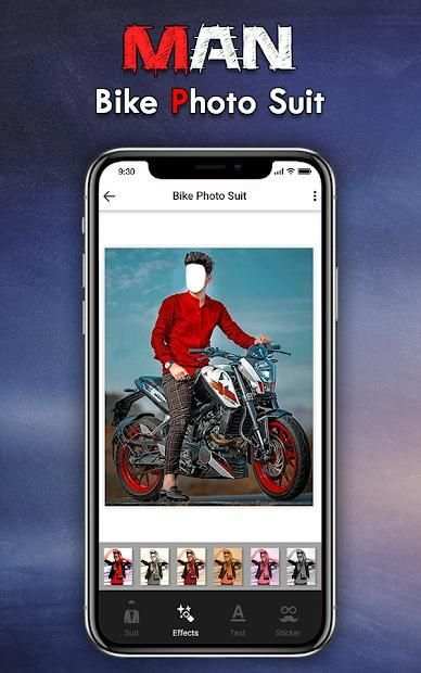 Men Moto Bike Photo Suit - Bike Rider Image Editor screenshot 1