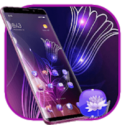 ikon Abstract Neon Shiny Purple Flower stylish Theme