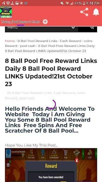 Pool Free Cash Reward Links screenshot 1