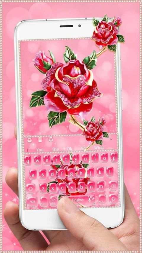 Pink Diamond Roses Keyboard स्क्रीनशॉट 2