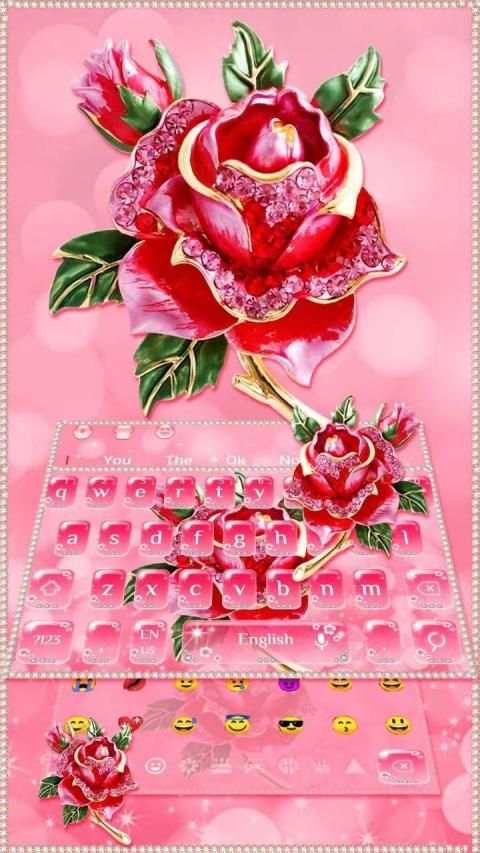 Pink Diamond Roses Keyboard स्क्रीनशॉट 1