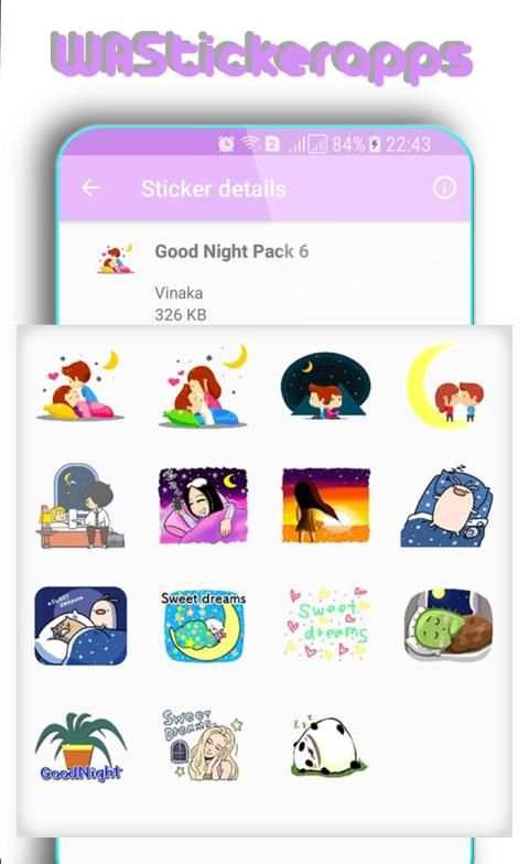 WAStickerApps: Good Night Stickers स्क्रीनशॉट 3