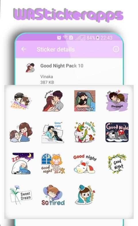 WAStickerApps: Good Night Stickers स्क्रीनशॉट 1