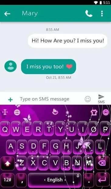 Purple Butterfly Keyboard Theme screenshot 5