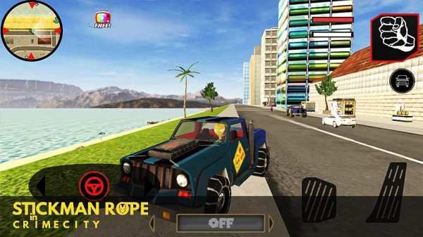 Stickman Rope Hero in Crime City स्क्रीनशॉट 1