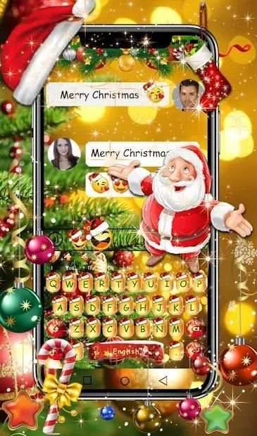 Gold Christmas Santa Keyboard Theme 1 تصوير الشاشة