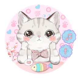Cute Pink Cat Launcher Theme Live HD Wallpapers icon