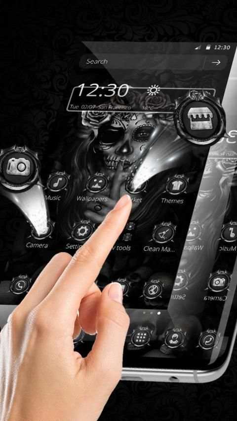 Black Rose Skeleton Lady Theme screenshot 2