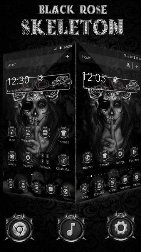 Black Rose Skeleton Lady Theme screenshot 3