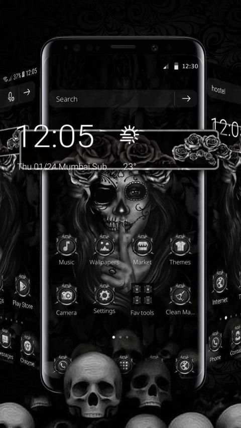 Black Rose Skeleton Lady Theme screenshot 4