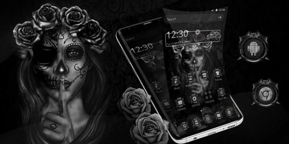 Black Rose Skeleton Lady Theme स्क्रीनशॉट 1