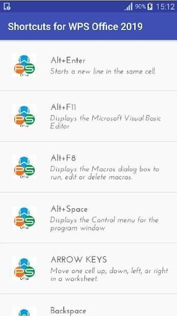 Shortcuts for WPS Office 2019 screenshot 3
