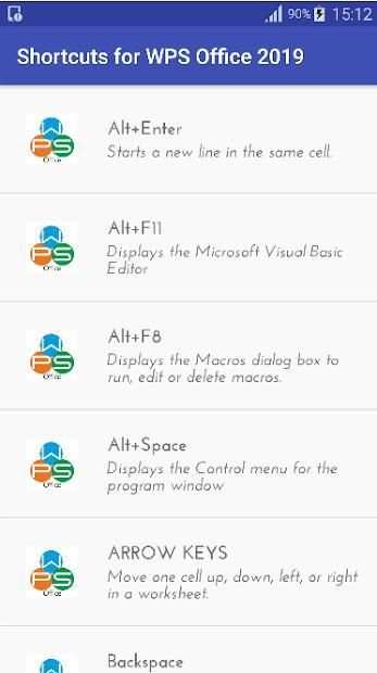 Shortcuts for WPS Office 2019 स्क्रीनशॉट 4
