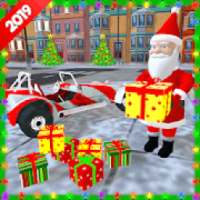 Santa Claus Stunt Car Christmas Gift Delivery logo