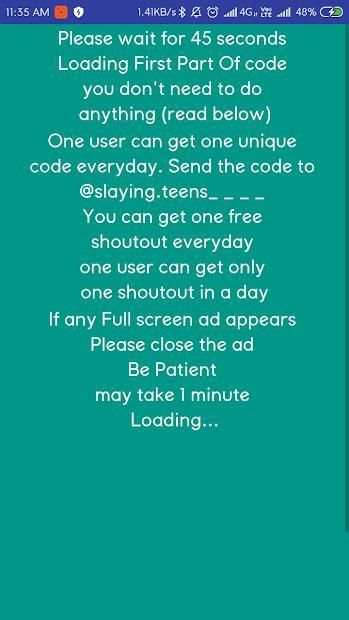 SlayingTeens Free Shoutout - Instagram screenshot 1