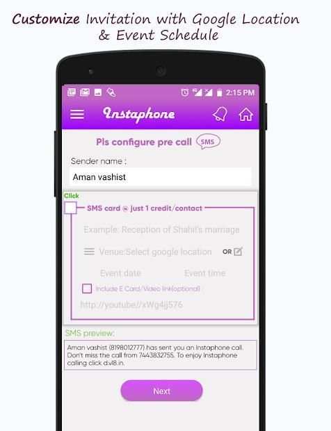 Instaphone - Marriage Invitation. Voice & SMS Card screenshot 3