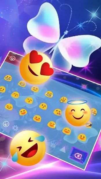 Neon Sparkle Butterfly Keyboard Theme screenshot 1