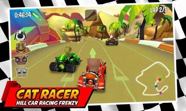 Cat Racer * Hill Car Racing Frenzy screenshot 2