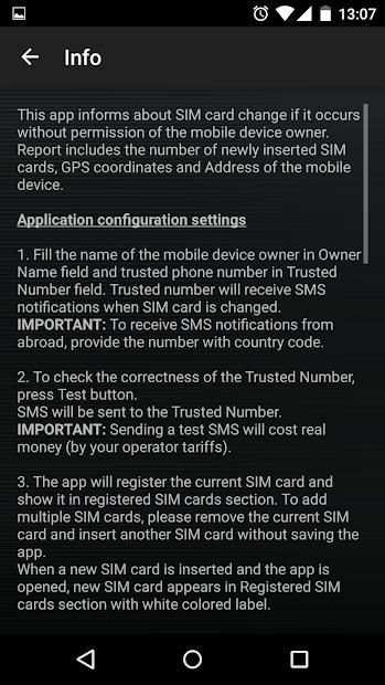 SIM Card Change Notifier screenshot 1
