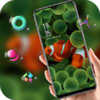 Colorful cute clownfish in the water grass theme