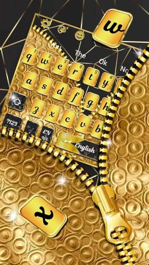 Luxury Gold Zipper Keyboard Theme स्क्रीनशॉट 2