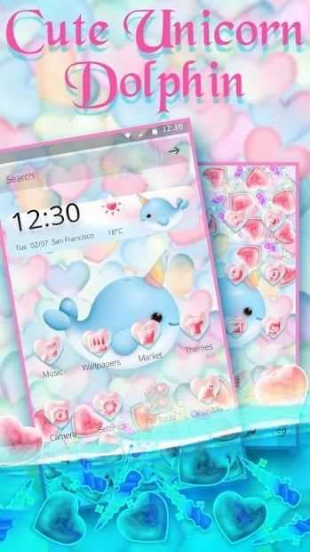 Cute Unicorn Dolphin Gravity Theme screenshot 4