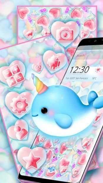 Cute Unicorn Dolphin Gravity Theme screenshot 2