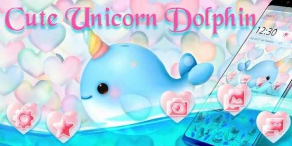 Cute Unicorn Dolphin Gravity Theme screenshot 1