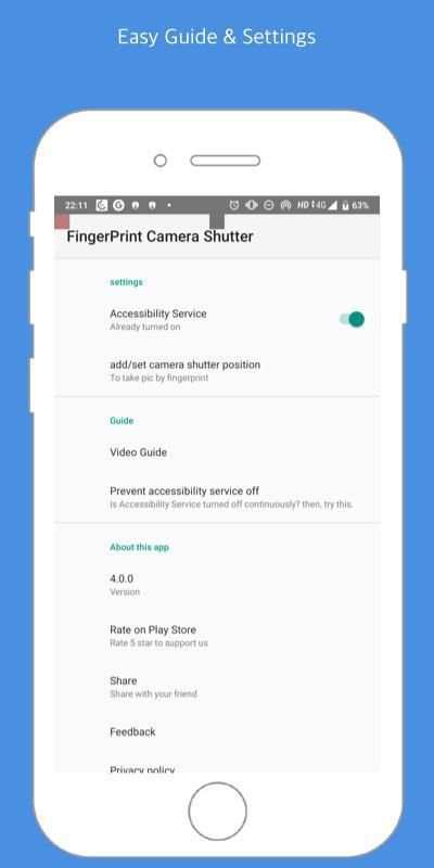 Fingerprint Camera shutter स्क्रीनशॉट 2