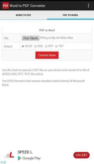 Converter Word To Free PDF Application screenshot 2