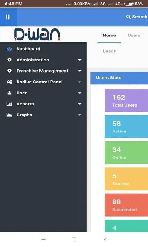 Dwan admin panel screenshot 1