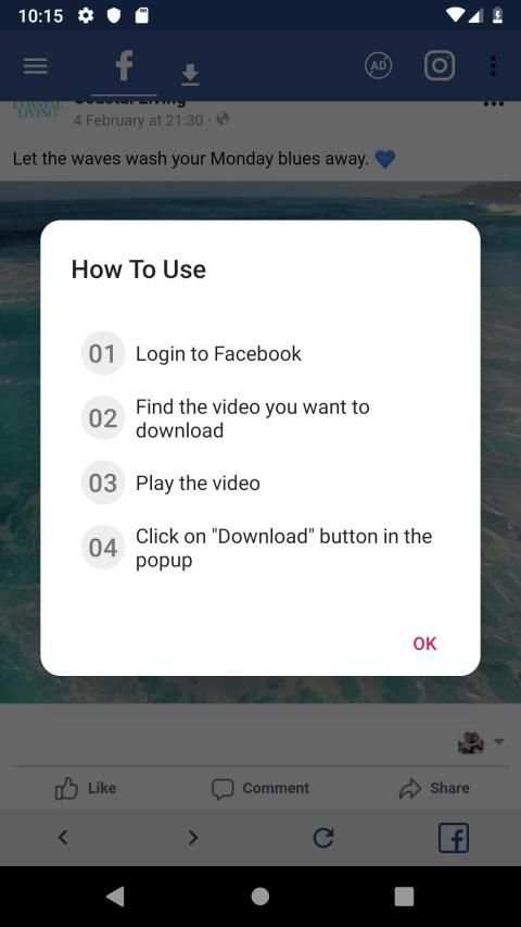 Video Downloader for Facebook - Lighting Version screenshot 1
