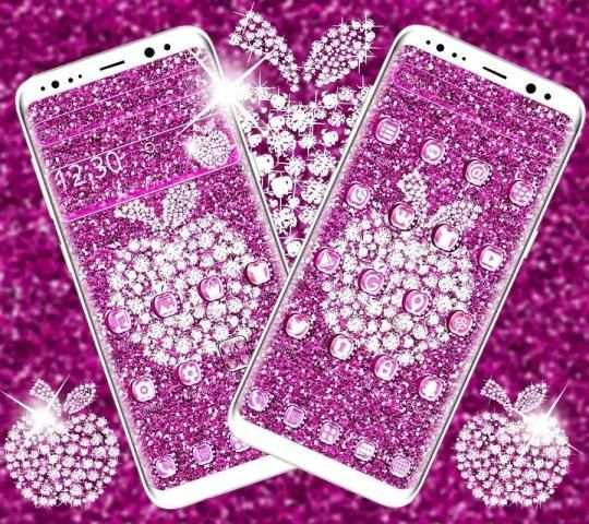 Pink Glitter Apple Theme स्क्रीनशॉट 2