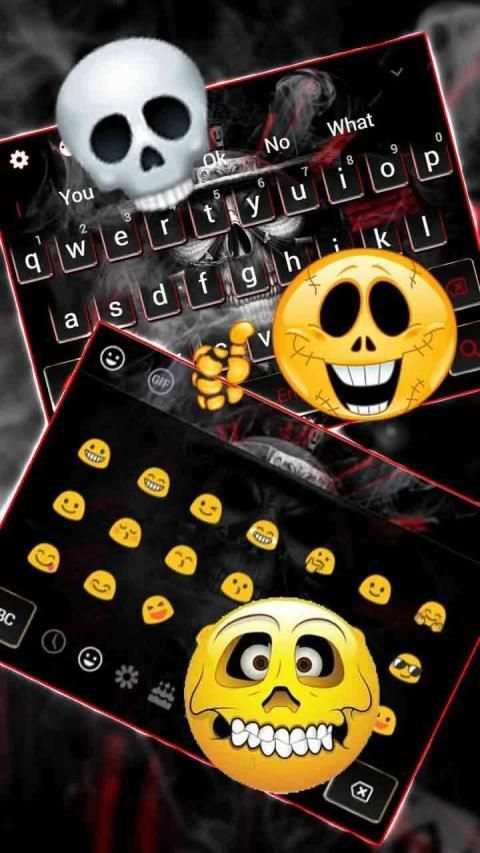 Cool Black Smoke Skull Keyboard Theme स्क्रीनशॉट 1