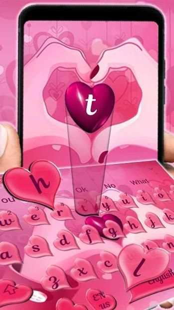 Pink Love Heart Keyboard Theme screenshot 3