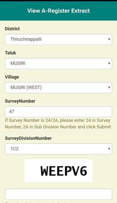 TN Patta Chitta, TSLR Extract, A-Register Extract 3 تصوير الشاشة