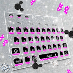 Shiny Silver Glitter Bow Keyboard theme आइकन