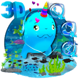 ikon Animated Unicorn Fish Launcher Theme.