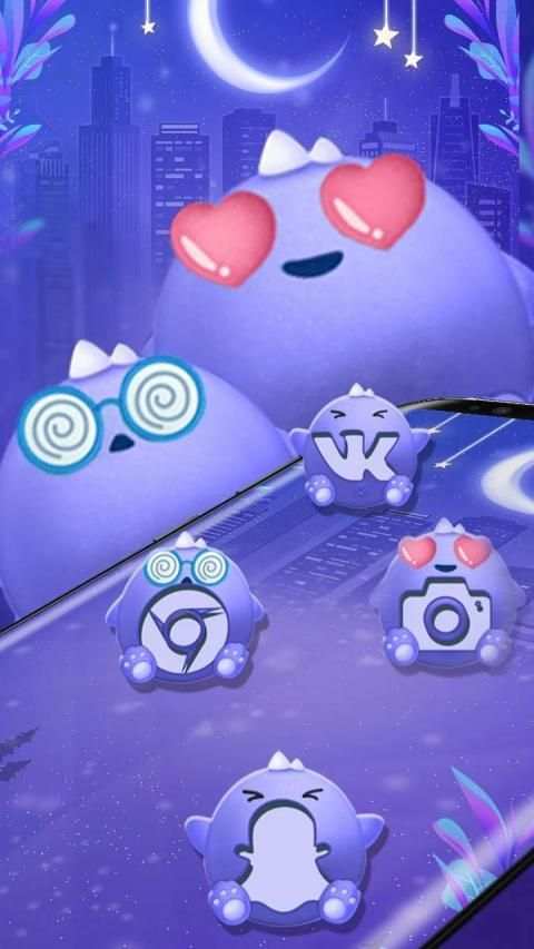 Blue Cute Monster Launcher Theme screenshot 3