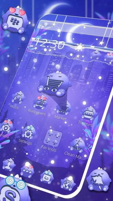 Blue Cute Monster Launcher Theme screenshot 4