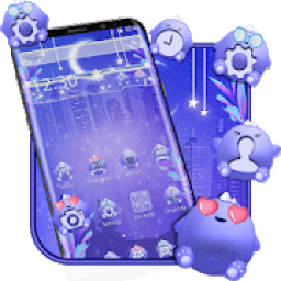 ikon Blue Cute Monster Launcher Theme