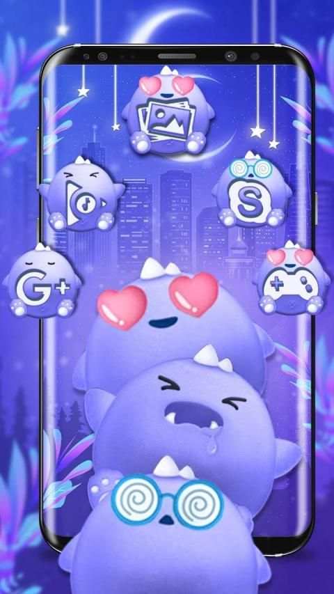 Blue Cute Monster Launcher Theme screenshot 1