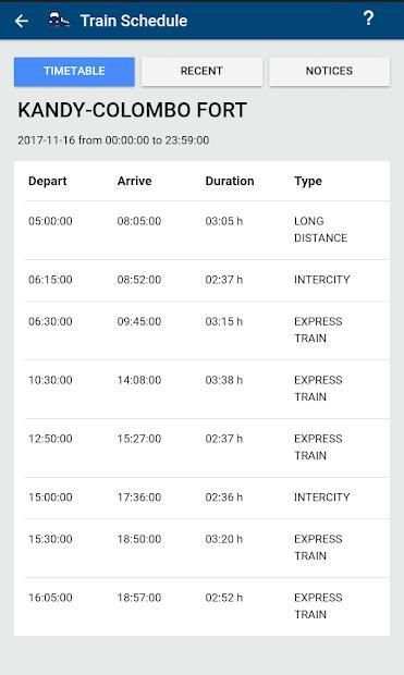 Sri Lanka Train Schedule स्क्रीनशॉट 2
