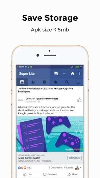 Lite for Facebook - Mini App स्क्रीनशॉट 6