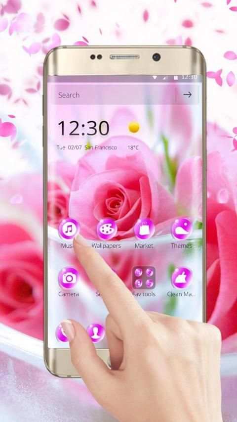 Pink Beautiful Rose Love Theme स्क्रीनशॉट 14